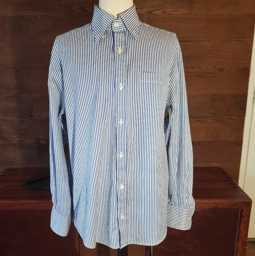 No-iron twill striped shirt